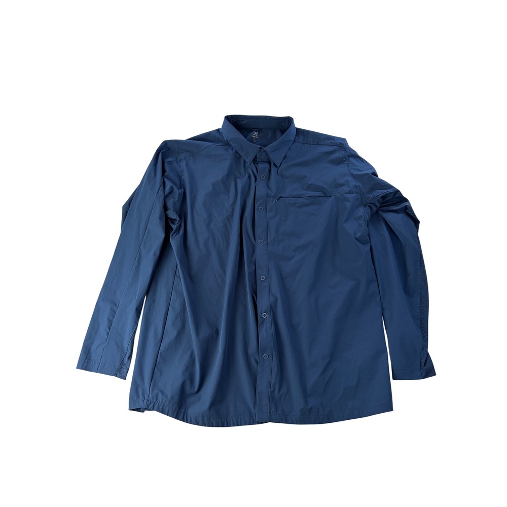 Vertx Shirt Mens 2XL Long Sleeve Tactical Stretch Snap Button Blue Zip Pocket